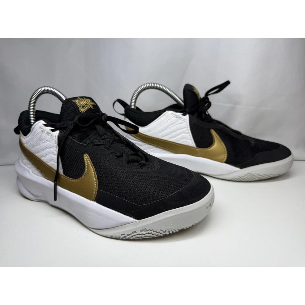 Nike Hustle D X Shoes Youth Size 5.5 Black White Gold‎ Mesh Athletic Sneaker
